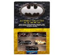 Hot Wheels Batman 85 aniversario Batmóvil Pack 5 coches de juguete a escala 1:64 de diferentes películas con caja conmemorativa, regalo de colección para adultos y fans +3 años, JBG93