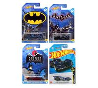 Hot Wheels Batman Batmobile - Juego de 4 vehículos fundidos a presión de Basic y Premium Basic Releases, granate