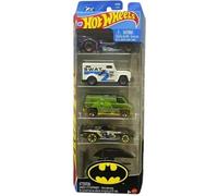 Hot Wheels Batman - Paquete de 5 vehículos de juguete a escala 1:64 [Batmobile, Batplane, Boulevard Bruiser, 70s Van, Armored Truck]