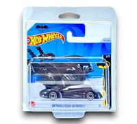 Hot Wheels Batman & Robin Batmobile (negro y cromo) 2/5 Batman - 2024 - 54/250 (tarjeta corta) - Viene en una funda protectora KLAS Car Keeper - HRY54
