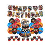 Hot Wheels: Beat the Cartoon Car Theme Kids Birthday Party Decoration Balloon Banner Cake Decorating Set Party Supplies Kit Party Favors