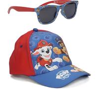 Hot Wheels | Bluey | Avengers | Gabby's Dollhouse | Paw Patrol Conjunto de Gorra de béisbol y Gafas de Sol | Sombrero y Gafas de Sol con protección UV 400 para niños (Paw Patrol - Azul/Rojo)