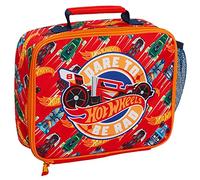 Hot Wheels Bolsa de almuerzo para niños, para coches, escuela, viajes, lonchera aislada con soporte para bebidas, Red, Talla única, Fiambrera