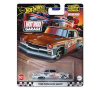 Hot Wheels Boulevard Plymouth Savoy, Escala 1:64, Coche de Juguete de Metal Motortrend Hot Rod Garage, 1955