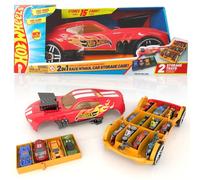 Hot Wheels New Car Storage 2 en 1 Race N' Haul Free Wheel Car Storage Case with Retractable Handle - Stores up to 15 Cars (Cars not Included)