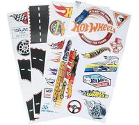 Hot Wheels - Calcomanías de pared con licencia oficial para habitación de niños, pista de coche de juguete reutilizable, decoración de pared de sala de juegos, decoración de dormitorio para niños y