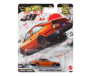 Hot Wheels Car Culture Premium Toyota AE86 Sprinter Trueno | Coche de juguete a escala 1:64 con neumáticos Real Riders y carrocería/chasis de metal, Japan Historics 5, JKF10