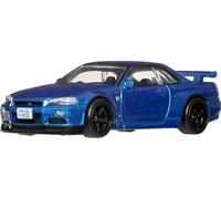 Hot Wheels Car Toy Collection Premium Car Culture, Escala 1:64 Fundición a presión Nissan Skyline R34 GTR, Vehículo de Iconos atemporales con neumáticos de Jinetes Reales