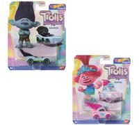 Hot Wheels Character Cars DreamWorks Trolls Band Together Poppy and Branch - Juego de 2 vehículos fundidos a presión