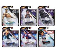 Hot Wheels Character Cars - Paquete completo de 6 (HHB74-956G) | Incluye Black Panther, Namor, Shuri, Ms. Marvel, Capitán Marvel y América Chávez | Vehículos fundidos a presión 1:64 - A partir de 3