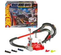 Hot Wheels Conjunto de Pista y Coches de Carreras de Juguete a Escala 1:64 de los Equipos McLaren Formula 1, Oracle Red Bull Racing y Atlassian Williams, Circuito de Carreras a Gran Velocidad, JNN32