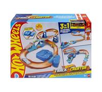 Hot Wheels Circuito Supersalto Conjunto de pista con coche de juguete, caja de construcción exclusiva con propulsor motorizado, vehículo a escala 1:64 y pista Speed Snap, JDB49
