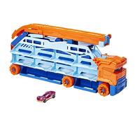Hot Wheels Camión-pista transporta coches City HDY92 - Lanzamiento aéreo, incluye 1 vehículo