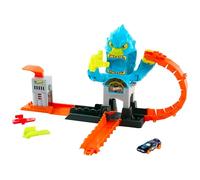 Hot Wheels City El Ataque del Gorila Playset y Coche de Juguete 1:64 | Pista con varias formas de jugar, lanzador de golpe y loop; compatible Speed Snap; JHL92
