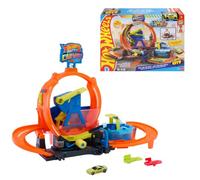 Hot Wheels City Mega Loop Lavado de Coches y Vehículo Cambia Color | Circuito con vehículo de escala 1:64 que cambia de color con agua caliente o fría, ideal para acrobacias y carreras, JTC56