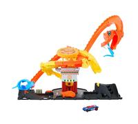 Hot Wheels City “Let's Race - ¡a Correr!” Netflix - Pizza Slam Ataque de Cobra Pista para Coches de Juguete con Serpiente, Incluye 1 vehículo, +4 años (Mattel HTN81)