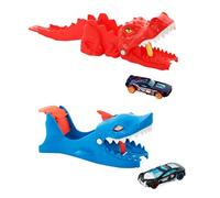 Hot Wheels City Track Nemesis Playset con lanzador de tiburones y lanzador de dinosaurios