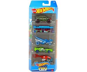 Hot Wheels City - Vehículo de juguete fundido a presión a escala 1:64, paquete de 5 [Sky Fi, Veloci-Racer, Ain't Fare, Fast Fish, Rockster]