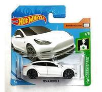 Hot Wheels Coche de Juguete 1/5 Tesla Model 3 Blanco Escala 1:64 Coleccionable para Adultos Unisex