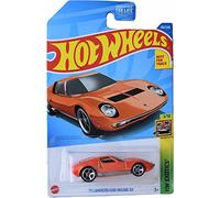 Hot Wheels Coche juguete '71 Lamborghini Miura SV HW Exotics 5/10 HCV34 Tarjeta corta Naranja