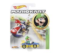 Hot Wheels Coche Mario Kart, Modelo Luigi Coche de Juguete, Color Surtido