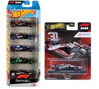 Hot Wheels Coches fundidos a presión de Fórmula 1 de alta calidad, paquete de 5 unidades 2024 y MoneyGram Haas F1 Team #31 2025