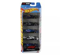 Hot Wheels Formula 1 Pack de 5 Coches de Juguete metálicos a Escala 1:64, Conjunto de 5 Coches coleccionables de F1 con Licencia Oficial para Jugar o exponer, JLN11