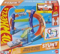 Hot Wheels Conjunto de Pista con Coche de Juguete, Conjunto con voltereta y Salto a través de looping con tirabuzón, Coche de Juguete a Escala 1:64, Pista Speed Snap y adaptadores, JLM9