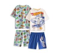 Hot Wheels Conjunto Pijama Pernera Corta Manga Corta Multicolor Insignias Retro | Ropa de Dormir para niños | Pack de 2 Conjuntos de Pijamas con Coches y Logotipos | Mercancía de Ruedas Calientes