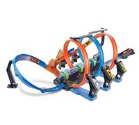 Hot Wheels Corkscrew Crash Set de pista y coche | Pista motorizada de gran tamaño con 3 loops, 3 zonas de choque y almacenamiento, FTB65