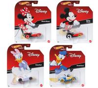 Hot Wheels Disney Character Cars - Juego de 4 vehículos fundidos a presión con Mickey Mouse, Minnie Mouse, Daisy Duck y Donald Duck
