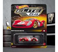 Hot Wheels Elite 64 1967 Ferrari 330 P4 - Coche coleccionista fundido a presión a escala 1:64, rojo Rosso Corsa con cubierta trasera de apertura y ruedas Real Riders