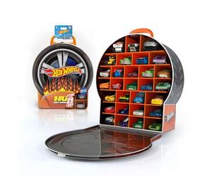 Hot Wheels Estuche de almacenamiento para automóvil: estuche de almacenamiento aumentado para automóviles con asa de transporte de fácil agarre para hasta 29 vehículos, organizador de juguetes para au