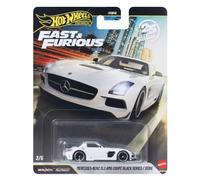 Hot Wheels Fast & Furious Coche Mercedes Benz AMG SLS Black Series F7 | Die cast , Escala 1:64 para coleccionistas, neumáticos Real Riders, carrocería y chasis de metal, JHW65