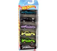 Hot Wheels Fast & Furious Pack de Cinco Coches, Conjunto de vehículos metálicos de Juguete a Escala 1:64 inspirados y vistos en Las películas “The Fast and The Furious”, JDR19