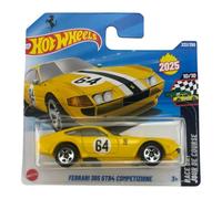 Hot Wheels Ferrari 365 GTB4 Competizione JBC19 HW Race Day 10/10 Short Card Yellow Ferrari Licencia Mattel 2025 1:64