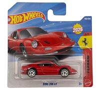 Hot Wheels Ferrari Dino 206 GT Rojo - Ferrari Serie 5/5 - JJJH56 - Short Card - Coche deportivo clásico - Mattel 2026 (150/250) - Fórmula 1-1:64