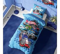 Hot Wheels Funda de edredón individual - Diseño épico - Juego de cama reversible oficial con funda de almohada - Polialgodón - Ideal para niños locos en coche