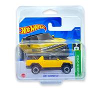 Hot Wheels GMC Hummer EV (amarillo) 3/5 HW Green Speed 2022 - 130/250 (tarjeta corta) *** Viene en una funda protectora para colectores de coche KLAS *** HCT03