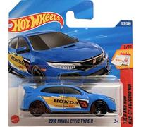 Hot Wheels Honda Civic Type R (FK8) azul JBB77 - Modelo con licencia Honda con calcomanías de carreras - Then and Now 2025 - 1:64