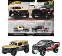Hot Wheels HRR77 - Paquete de 2 vehículos de Juguete para Ford Bronco R/'17 Ford F-150 Raptor de 3 años en adelante Multi