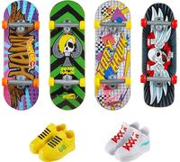 Hot Wheels Skate Tony Hawk Fingerboard & Removable Skate Shoes Multipack, 4 Fully Assembled Boards, 2 Pairs of Skate Shoes, 1 Exclusive Set (Styles May Vary), HVM14