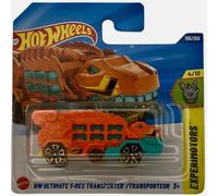 Hot Wheels - HW Ultimate T-Rex Transporter - Experimotors 4/10 - JBC10 - Short Card - Vehículo de transporte de dinosaurios naranja-verde - Mattel 2025-1:64 - Modelo de fantasía en diseño T-Rex