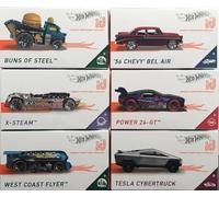 Hot Wheels id Cars - Juego completo de 6 vehículos fundidos a presión de HDH85-979B con Tesla Cybertruck, Chevy Bel Air '56 y más