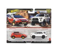 Hot Wheels JBK98 Premium - Paquete de 2 vehículos Subaru Crosstrek / Toyota 4Runner 2018 Mini coche de juguete de 3 años en adelante Multi