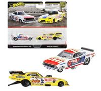 Hot Wheels JBL01 Premium - Juego de 2 Mini Coches 72 Plymouth Cuda FC/Rob N, Color Rosa