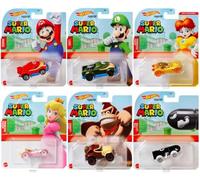 Hot Wheels Juego completo de 6 vehículos fundidos a presión de Super Mario Character Cars 2021 de HDL35-986A