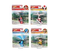 Hot Wheels Juego de deslizadores de personajes de Mario Kart, Bowser, Yoshi azul claro, Mario, Toad, paquete de 4 GVD30-956M