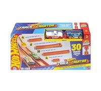 Hot Wheels Track Creator Pack de pistas deluxe Conjunto de pistas con coches de juguete, conjunto con dos vehículos metálicos a escala 1:64, 7,6m de pistas Speed Snap de diferentes longitudes, JDW42
