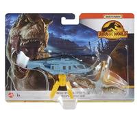 Hot Wheels Jurassic World Rebirth, vehículo y figura de la colección de dinosaurios (Quetzal-Copter Quetzalcoatus)